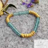Aqua Blue & Gold Heishi Bead Bracelet - Heishi Bracelets - Heishi Stacking Bracelets - Stretchable Bracelets, Gift For Wife